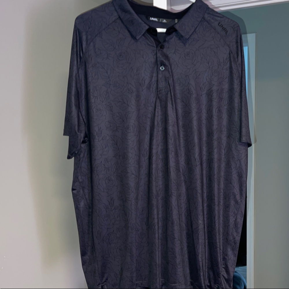 Black on black floral print Button-Up Shirt